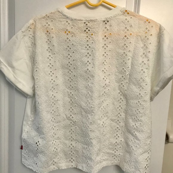 Crochet Lace Back Short Sleeve Top White -… - Picture 1 of 9